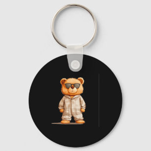 Funny Sungles Teddy Bear In Pajama Costume Design  Key Ring