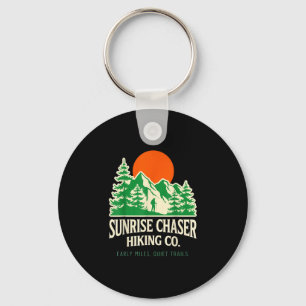 Funny sunrise chaser hiking mountain trail nature key ring