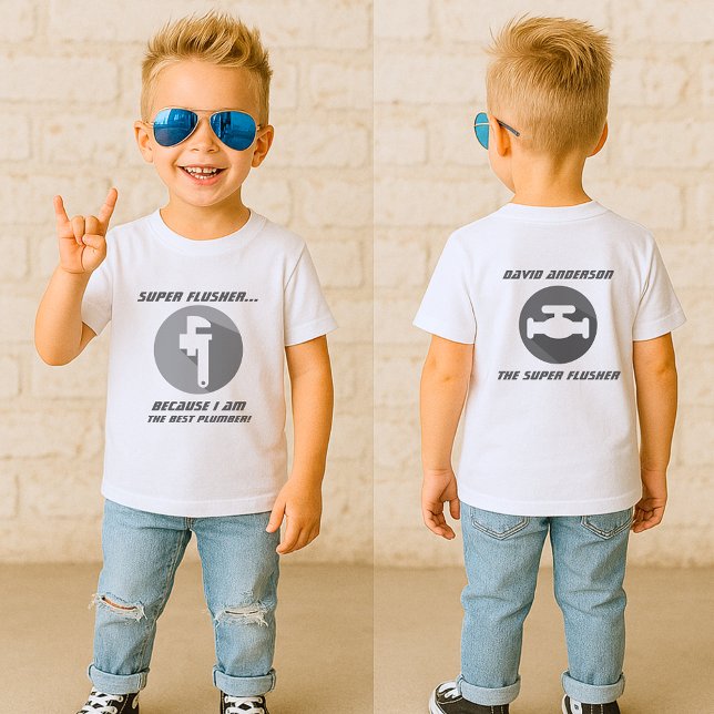 Funny Super Flusher Baby Plumber Baby T-Shirt (Creator Uploaded)