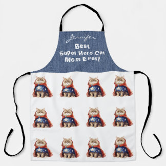 Funny Super Hero Cute Cat All-Over Print Apron