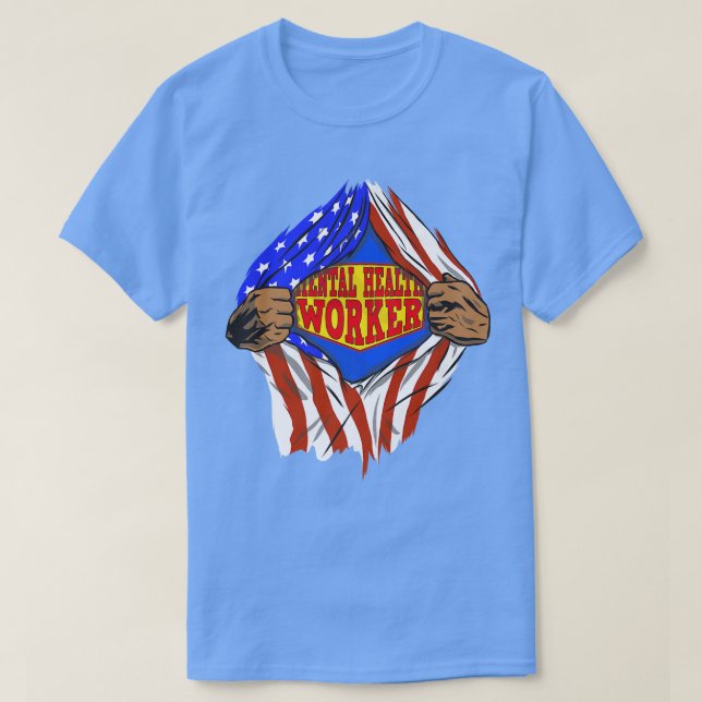Funny Super Mental Health Worker Hero Job 1404 613 T-Shirt (Design Front)