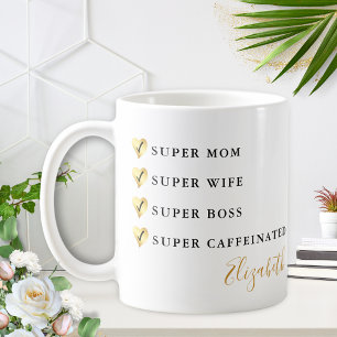 Funny Super Mum Wife Boss Personalised Coffee Mug
