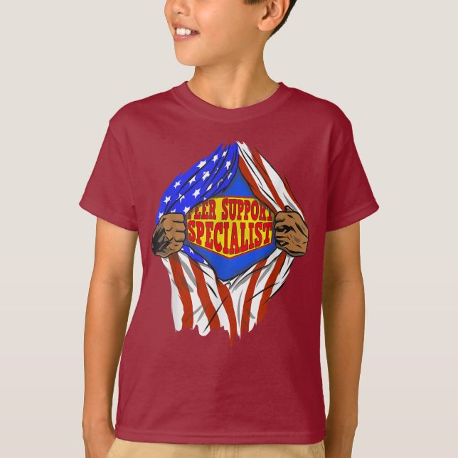 Funny Super Peer Support Specialist Hero Job T-Shi T-Shirt (Front)
