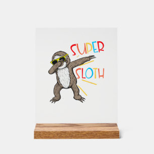 Funny Super Sloth Superhero Dabbing Dance Move Dab Acrylic Sign