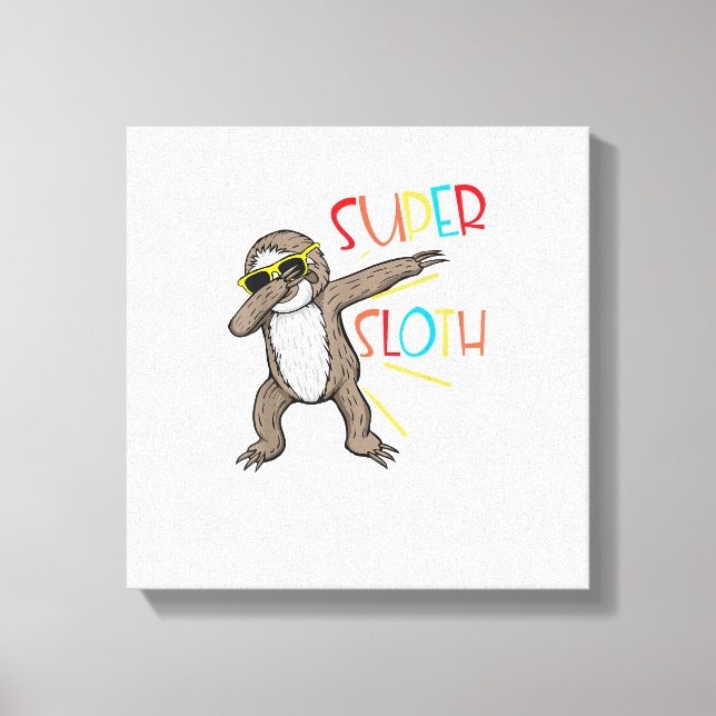 Funny Super Sloth Superhero Dabbing Dance Move Dab Canvas Print (Front)