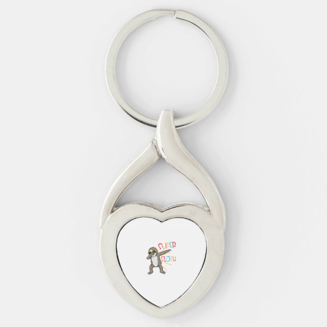 Funny Super Sloth Superhero Dabbing Dance Move Dab Key Ring (Front)