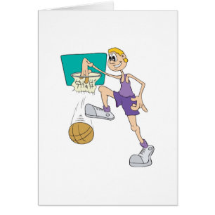 funny super tall basketball player making dunk