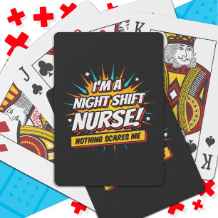 Funny Superhero Night Shift Nurse Appreciation Playing Cards