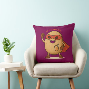 Funny Superhero Potato Cartoon Graphic Throw Pillo Cushion