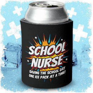 Funny Superhero School Nurse Appreciation Can Cooler