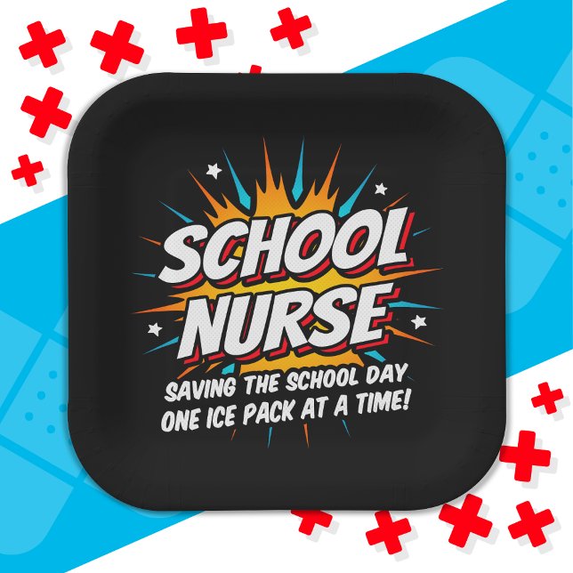 Funny Superhero School Nurse Appreciation Paper Plate (Creator Uploaded)