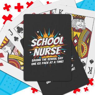 Funny Superhero School Nurse Appreciation Playing Cards