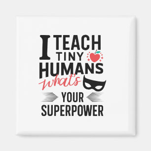 Funny Superhero Teacher Teaching Superpower To Tin Magnet
