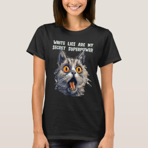 Funny Superpower Cat with white Lies for Boys and T-Shirt