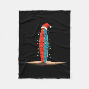 Funny Surf Christmas Lights Lover Surfboard Surfin Fleece Blanket