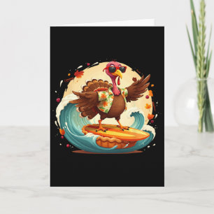 Funny Surf Hawaiian Turkey Surfing Pumpkin Pie Tha Card