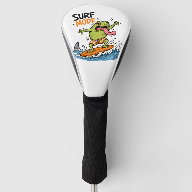 Funny Surf Mode Frog|Silly Frog Summer  Golf Head Cover (Front)