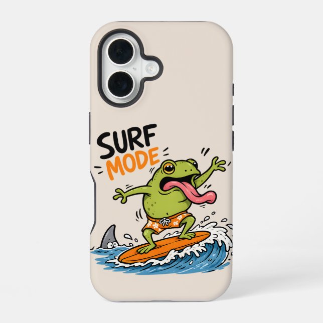 Funny Surf Mode Frog|Silly Frog Summer  iPhone 16 Case (Back)