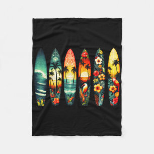 Funny Surfboards Hawaiian Tropical Surfing Lover S Fleece Blanket