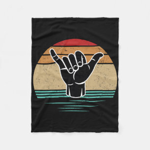 Funny Surfer Hand Gesture Shaka Vintage Retro Surf Fleece Blanket