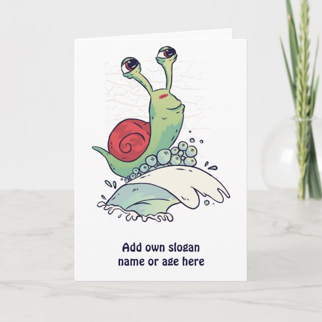 Funny Surfer Snail Surfing Catching A Wave Teen Card (Front)
