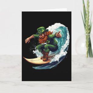 Funny Surfer St Patricks Day Irish Leprechaun Surf Card