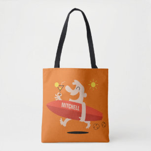 Funny Surfer with Cocktail custom name bags