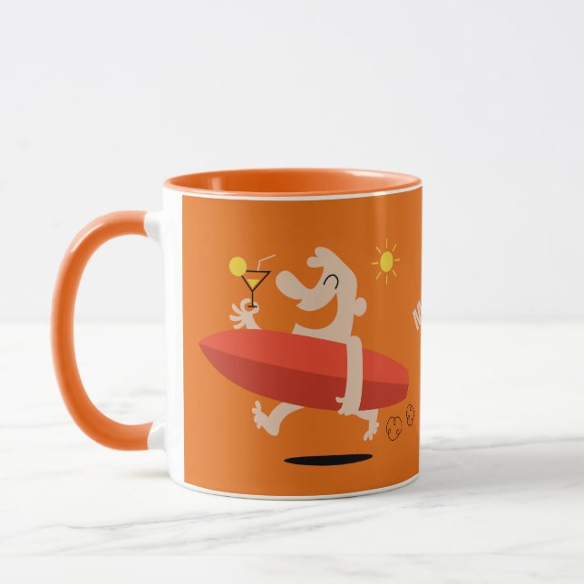 Funny Surfer with Cocktail custom name mugs (Left)