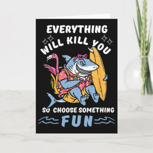 Funny Surfing Adventure Sharks Lover Summer Tees K Card