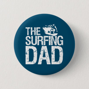 Funny Surfing Dad Surfer Father's Day 6 Cm Round Badge