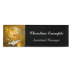 Funny surfing giraffe name tag