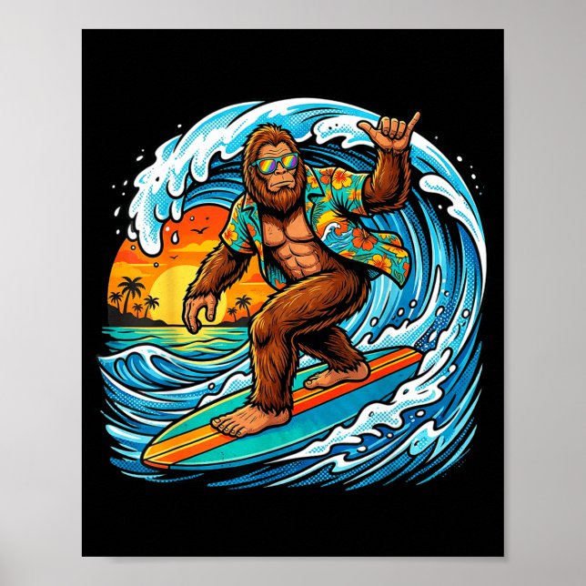 Funny surfing hawaii summer beach surf wave poster (Front)