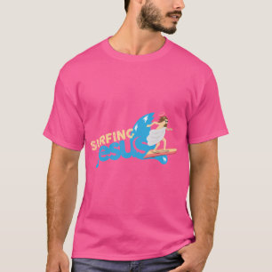 Funny Surfing Jesus Humour Meme Christian T-Shirt