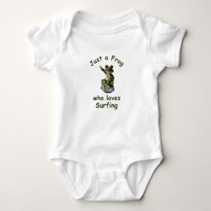 Funny surfing Kawai frog Baby Bodysuit