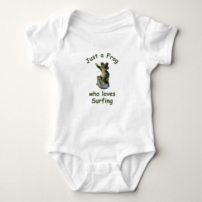 Funny surfing Kawai frog Baby Bodysuit (Front)