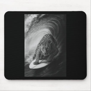 Funny Surfing Leopard Selfie On Surfboard Safari A Mouse Pad