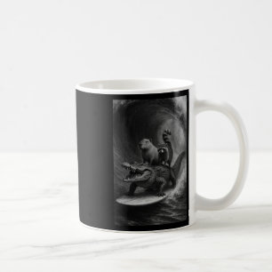 Funny Surfing Raccoon Capyra Crocodile Selfie Anim Coffee Mug