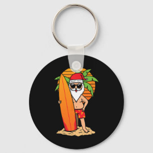 Funny Surfing Santa Christmas In July Women Men Key Ring