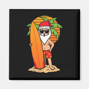 Funny Surfing Santa Christmas In July Women Men Magnet