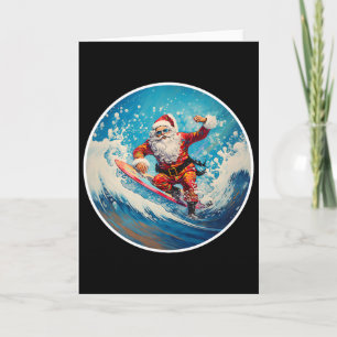 Funny Surfing Santa On Surfboard Christmas In July Card