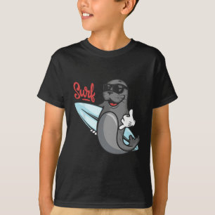 Funny Surfing Shirt. Surf Seal Catroon Hang Ten, C T-Shirt