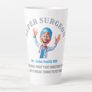 Funny Surgeon Cartoon Gift for Doctors & Nurses Latte Mug