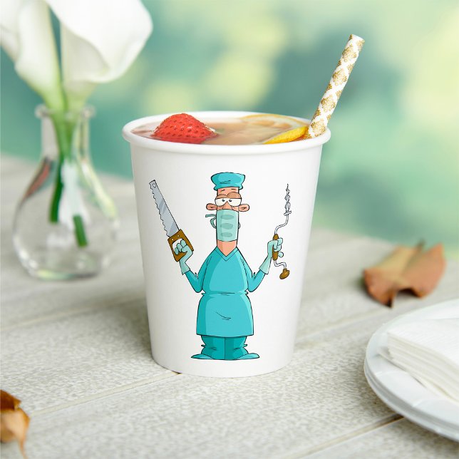 Funny Surgeon Cartoon Hilarious Medical Humour  Paper Cups (Creator Uploaded)