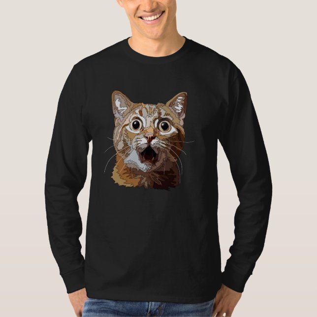 Funny Surprised Cat T-Shirt (Front)