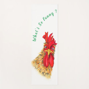 Funny Surprised Curious Rooster - Custom Text Yoga Mat