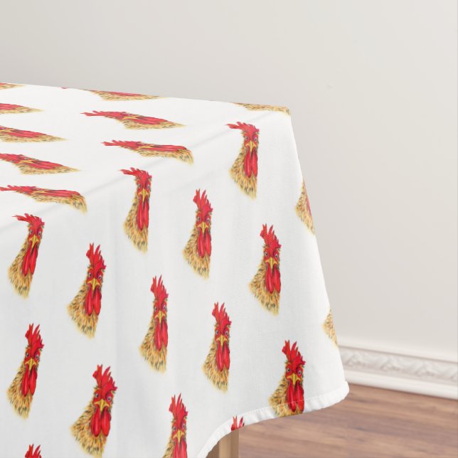 Funny Surprised Curious Rooster - Fun Farm Tablecloth (In Situ)