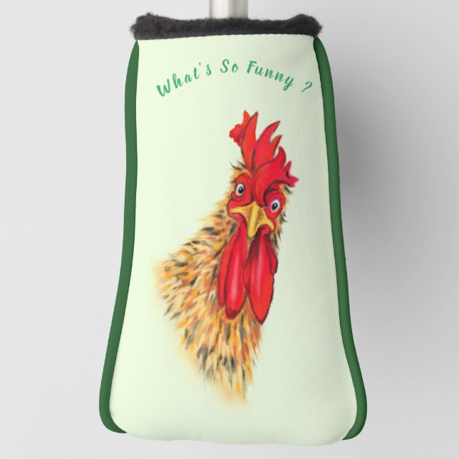 Funny Surprised Curious Rooster Golf Head Cover (Rotate 90)