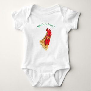 Funny Surprised Curious Rooster - What's So Funny  Baby Bodysuit
