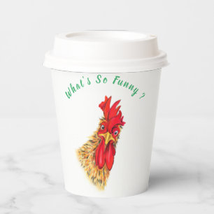 Funny Surprised Curious Rooster - What's So Funny  Paper Cups