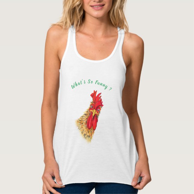 Funny Surprised Curious Rooster - What's So Funny  Singlet (Front)